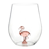 Acrylic 19oz Stemless Wine Glasses with 3D Flamingo Figurine Inside (Set of 6)