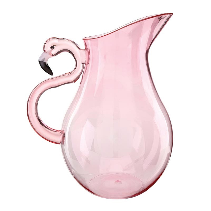 Tropical Chic 95oz Pink Acrylic Pitchers with Flamingo-Shaped Handle (Set of 4)