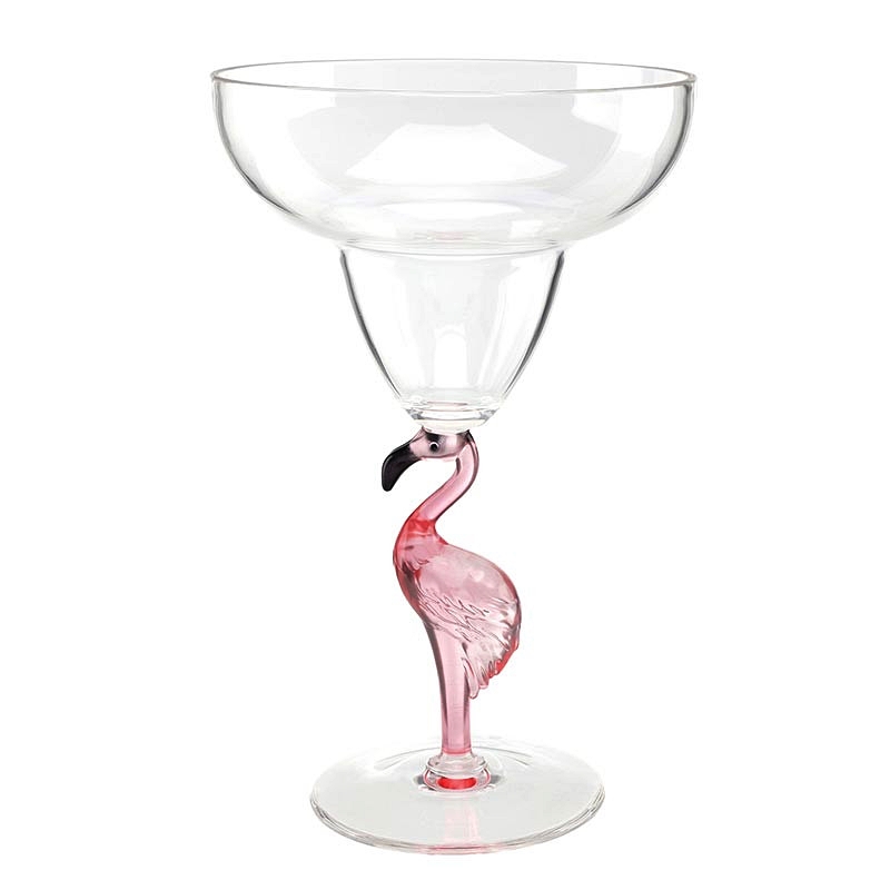Acrylic Wine Glasses with Flamingo-Shaped Stem Figurine (Set of 6)