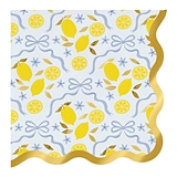 Charming Lemons & Bows Motif Foil-Print Scalloped-Edge Napkins (Set of 160)