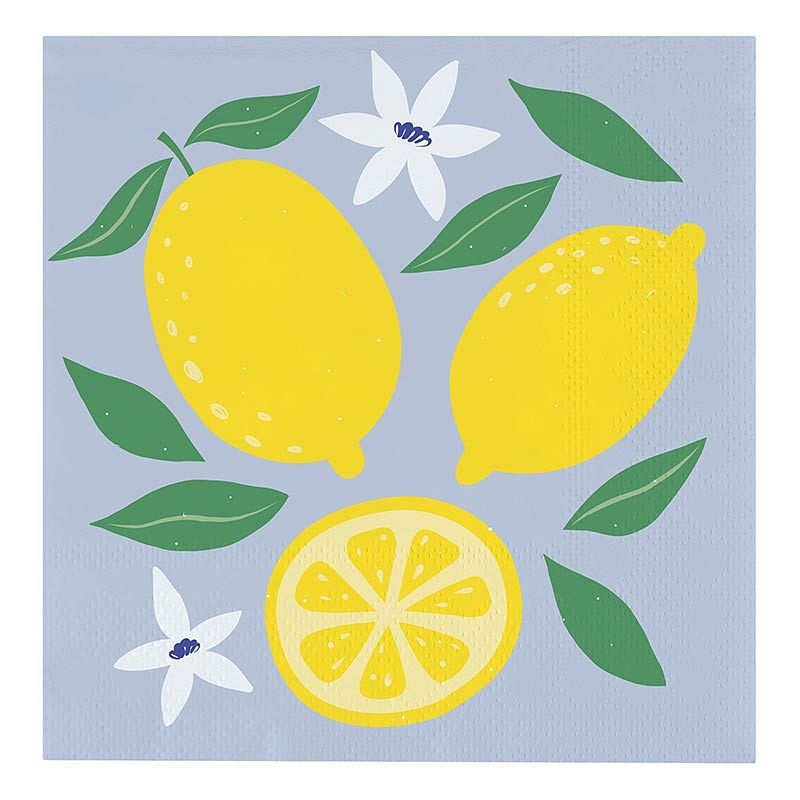 Delightful Lemons and Flowers Motif Beverage Napkins (Set of 160)
