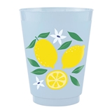 Summertime Lemon Motif 16oz Frosted BPA-Free Plastic Party Cups (Set of 48)