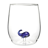 18oz Stemless Wine Glasses with 3D Blue Whale Figurine Inside (Set of 6)