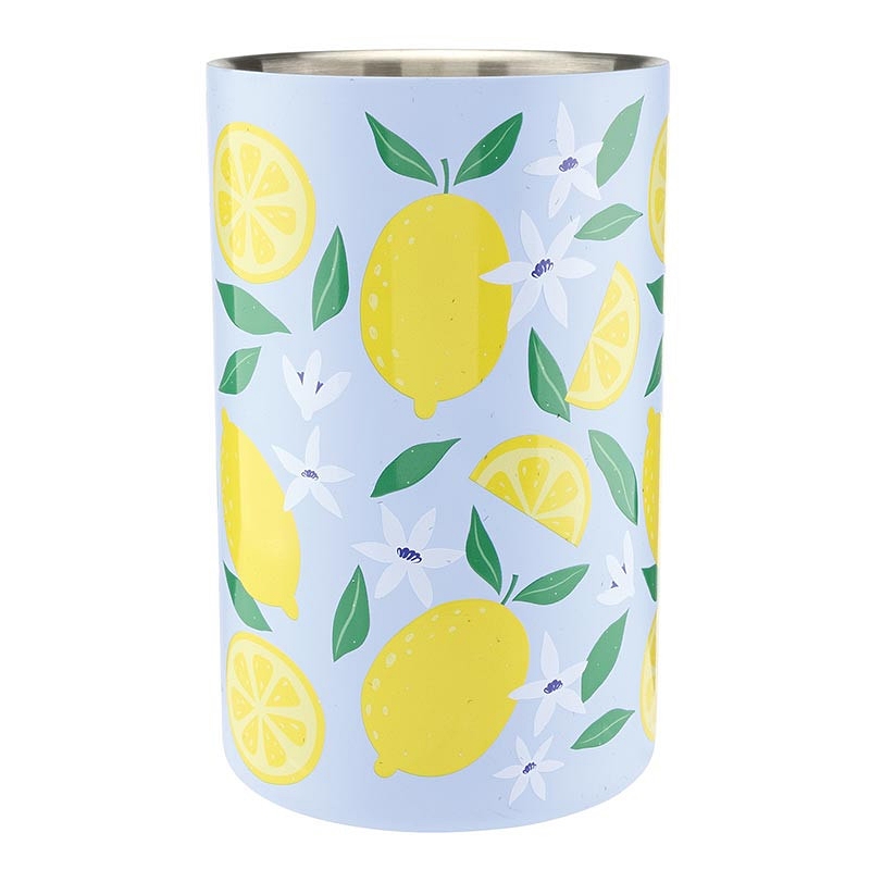 Lemons and Flowers Motif 54oz Stainless-Steel Wine Bottle Chillers (Set of 4)