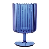 12oz Stackable Ribbed Blue Acrylic Chiller Glasses (Set of 4)