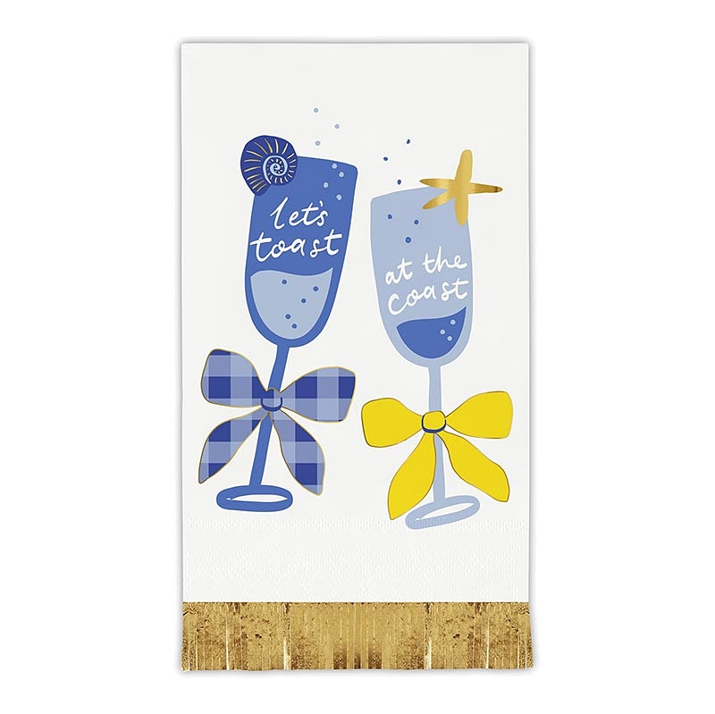 'Let's Toast at the Coast' Design Gold-Foil Fringe Lunch Napkins (Set of 160)