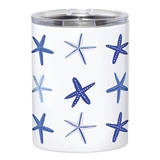 Stylish Repeating Starfish Motif White-Finish Stainless-Steel Tumblers (Set of 4)