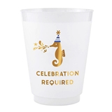 Seahorse Design 'Celebration Required' Frosted Plastic Party Cups (Set of 48)