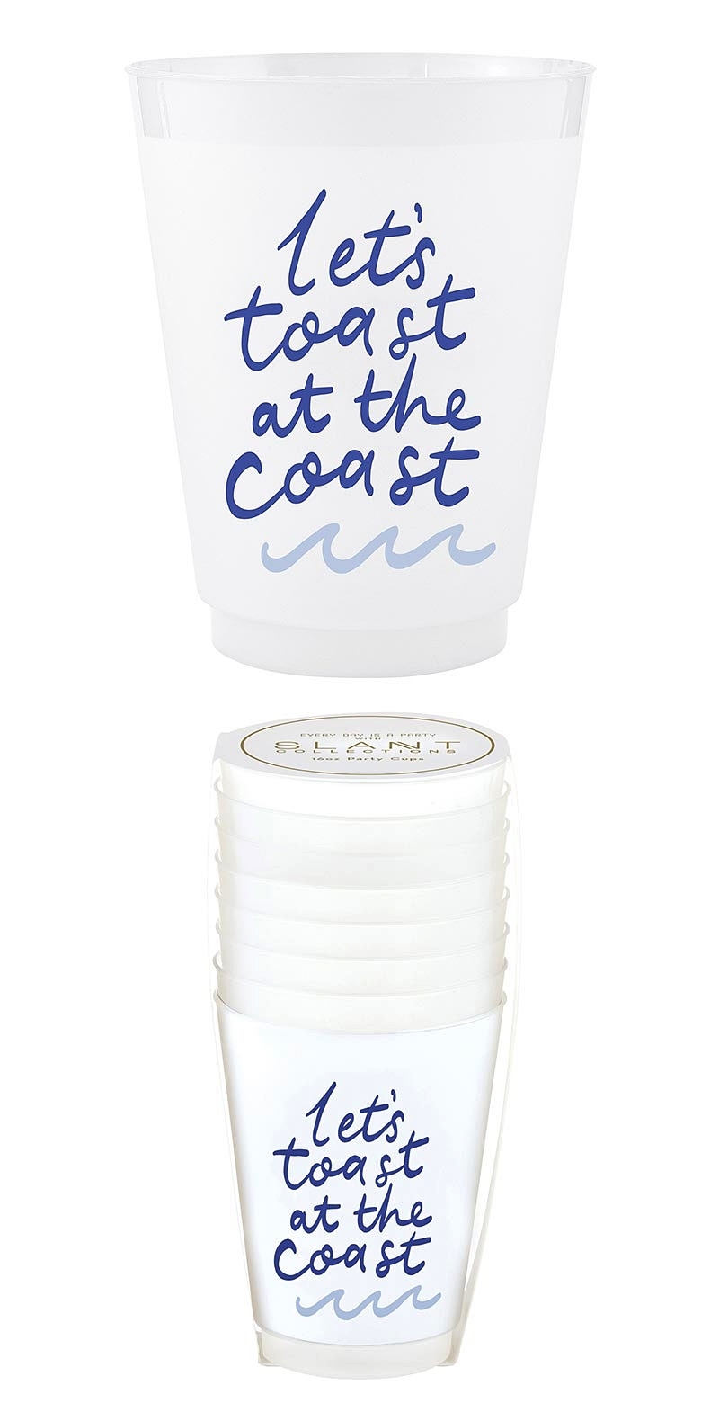 'Let's Toast at the Coast' Design 16oz Frosted Plastic Party Cups (Set of 48)