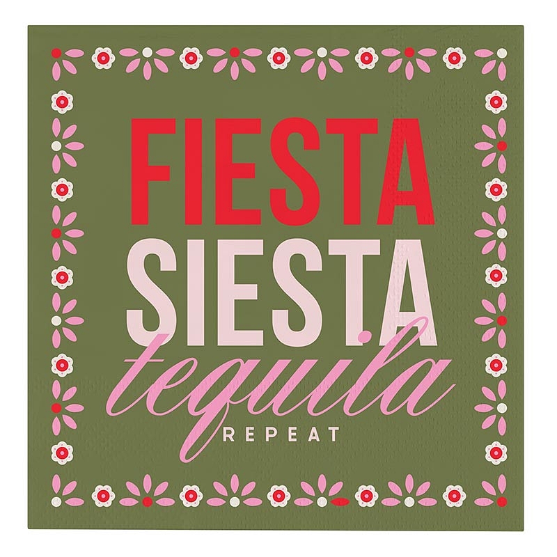 "Fiesta Siesta Tequila Repeat" Design Beverage Napkins (Set of 160)