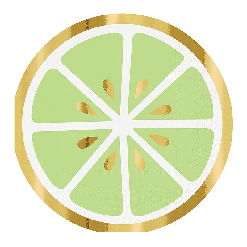 Tropical Chic Lime Slice Design Gold Foil-Print Napkins (Set of 160)
