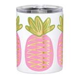 Pineapple Pattern with Gold-Foil Accents Stainless-Steel Tumblers (Set of 4)