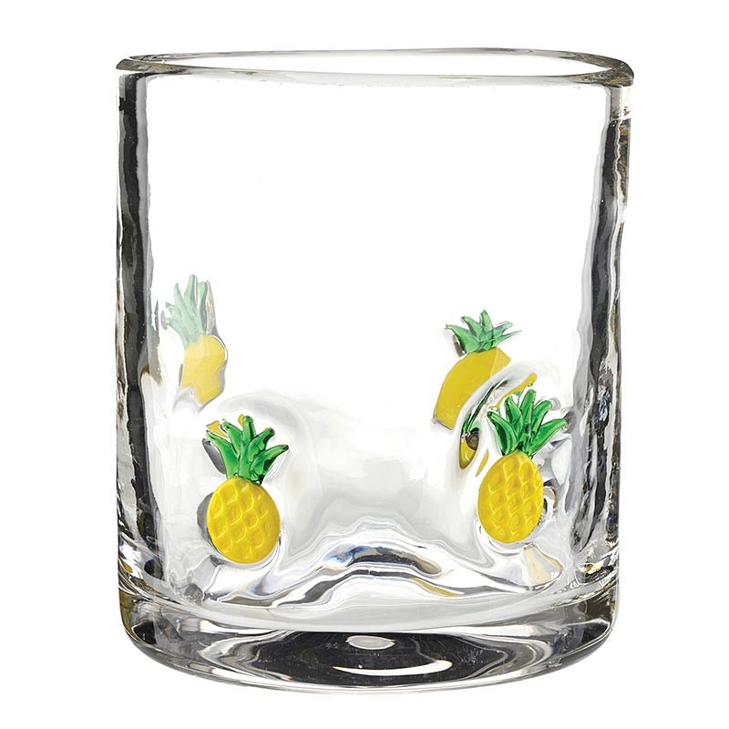 Pineapple Motif 16oz Double Old-Fashioned (DOF) Icon Glasses (Set of 4)
