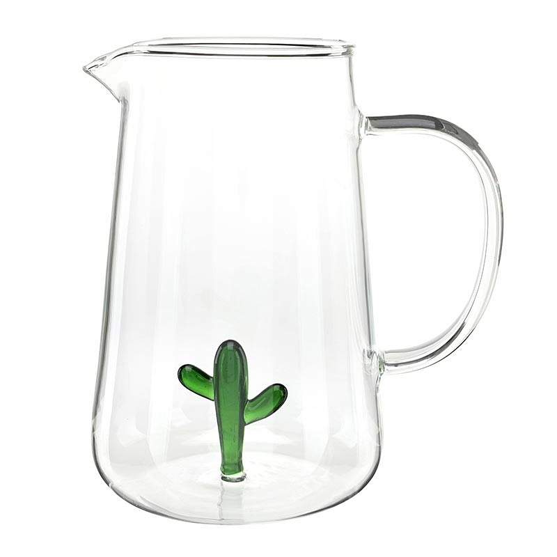 Desert Chic 36oz Glass Pitchers with 3D Cactus Figurine Inside (Set of 4)