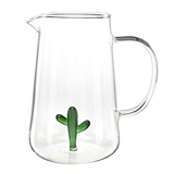 Desert Chic 36oz Glass Pitchers with 3D Cactus Figurine Inside (Set of 4)