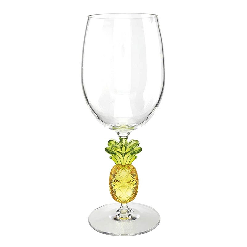Acrylic Wine Glasses with Pineapple-Shaped Stem Figurine (Set of 6)
