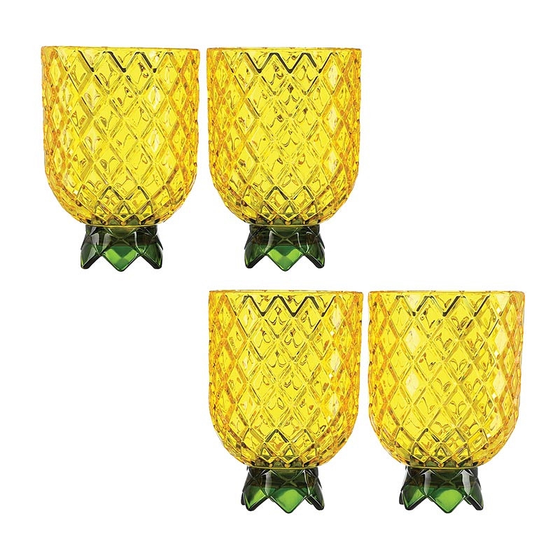Slant Collections Pineapple-Shaped Acrylic Stemless Wine Glasses (Set of 4)