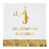Seahorse 'Celebration Required' Design Gold-Foil Fringe Beverage Napkins (Set of 160)