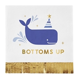 Blue Whale 'Bottoms Up' Design Gold-Foil Fringe Beverage Napkins (Set of 160)