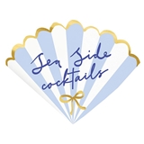 Seashell-Shaped 'Sea Side Cocktails' Graphic Gold-Foil Edge Napkins (Set of 160)