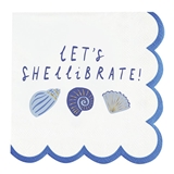 Seashells 'Let's Shellibrate' Design Scalloped-Edge Beverage Napkins (Set of 160)