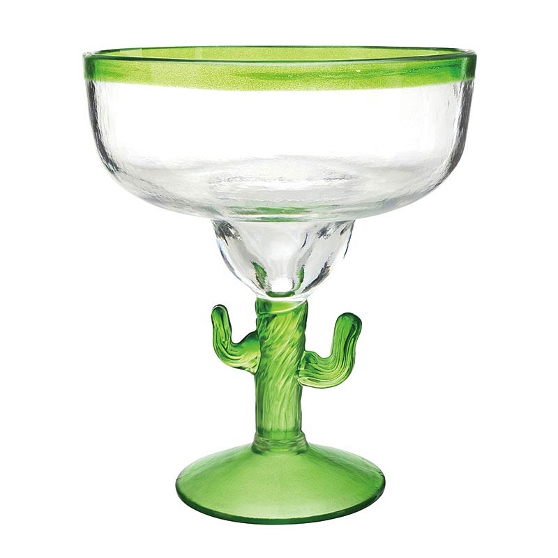 Acrylic Margarita Glasses with Cactus-Shaped Stem Figurine (Set of 6)