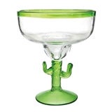 Acrylic Margarita Glasses with Cactus-Shaped Stem Figurine (Set of 6)