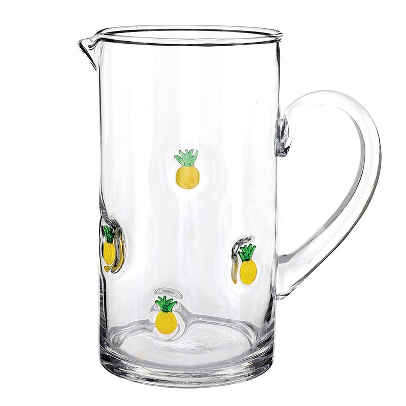 Tropical Chic Pineapple Motif "Icon" 48oz Glass Pitchers (Set of 4)