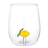 18oz Stemless Wine Glasses with 3D Lemon Figurine Inside (Set of 6)