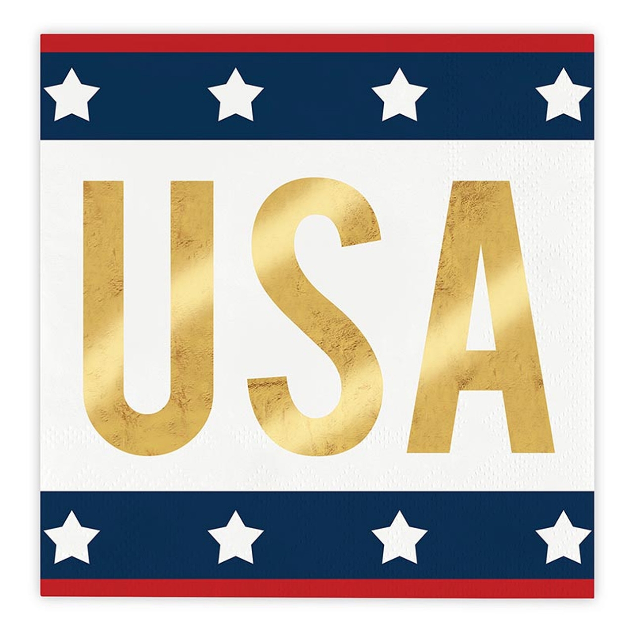 Gold-Foil USA Graphic on Star-Studded Background Beverage Napkins (Set of 160)
