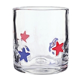 Patriotic Stars Motif 16oz Handblown Double Old-Fashioned (DOF) Glasses (Set of 4)