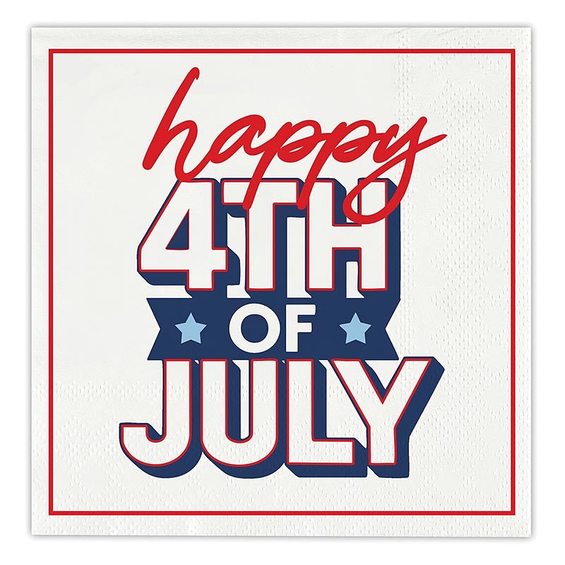 Americana Bold 'Happy 4th of July' Graphic Beverage Napkins (Set of 160)