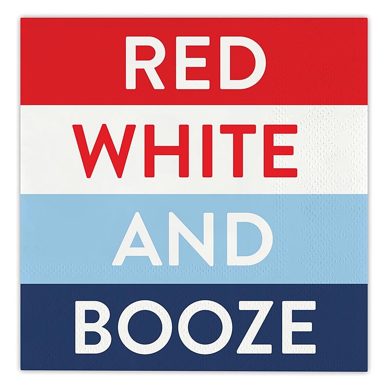 Americana Bold 'Red White and Booze' Graphic Beverage Napkins (Set of 160)