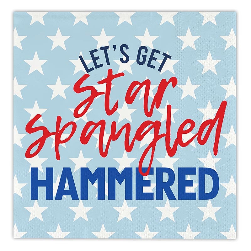 Americana 'Let's Get Star-Spangled Hammered' Graphic Beverage Napkins (Set of 160)