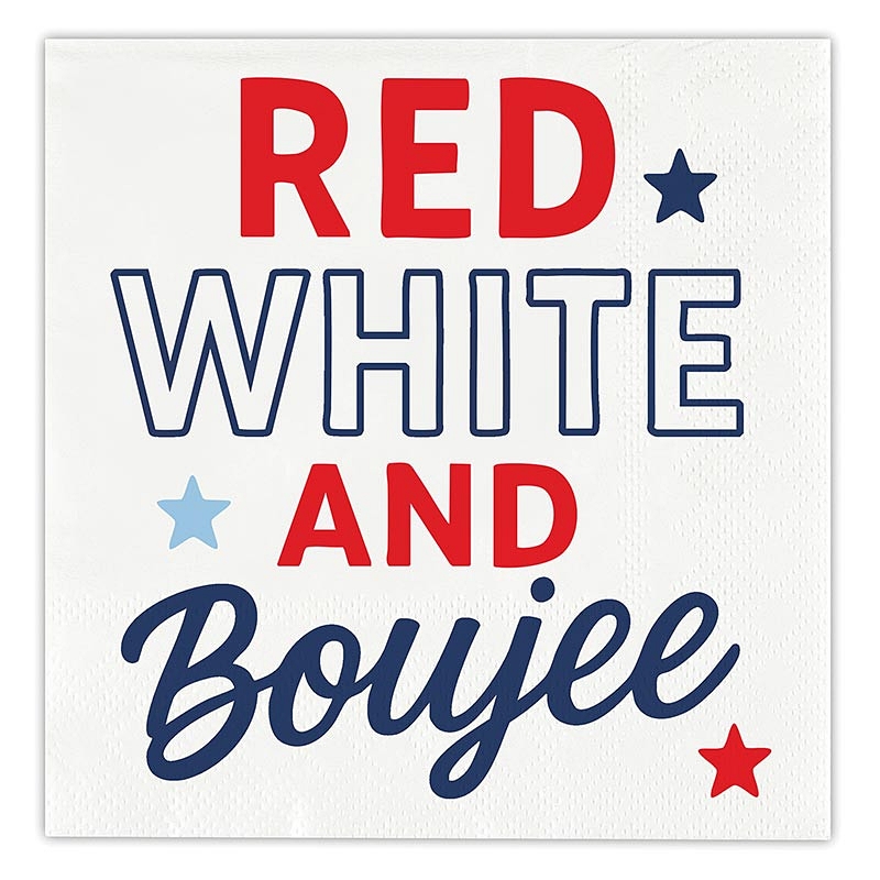 Americana Bold 'Red White and Boujee' Graphic Beverage Napkins (Set of 160)