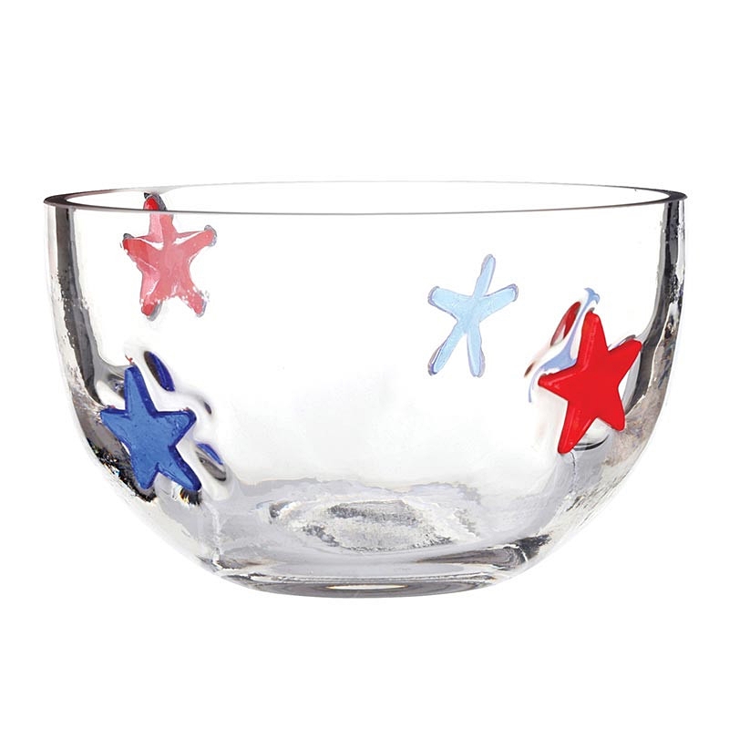 Patriotic Stars Motif "Icon" Glass Snack Bowls (Set of 4)