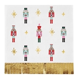 Gold Foil-Fringed Festive Nutcracker Motif Beverage Napkins (Set of 160)
