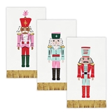 Gold Foil-Fringed Festive Nutcracker Design Guest Napkins (Assorted Set of 192)