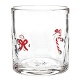 Bows & Candy Canes Motif 16oz Double Old-Fashioned (DOF) Icon Glasses (Set of 4)