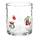 Wreaths & Presents Motif 16oz Double Old-Fashioned (DOF) Icon Glasses (Set of 4)