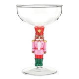 Detailed Nutcracker Figurine Stemmed 7oz Plastic Coupe Glasses (Set of 6)
