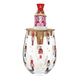 Nutcracker-Themed 20oz Stemless Wine Glasses with Nutcracker Bottle Stoppers (Set of 6)