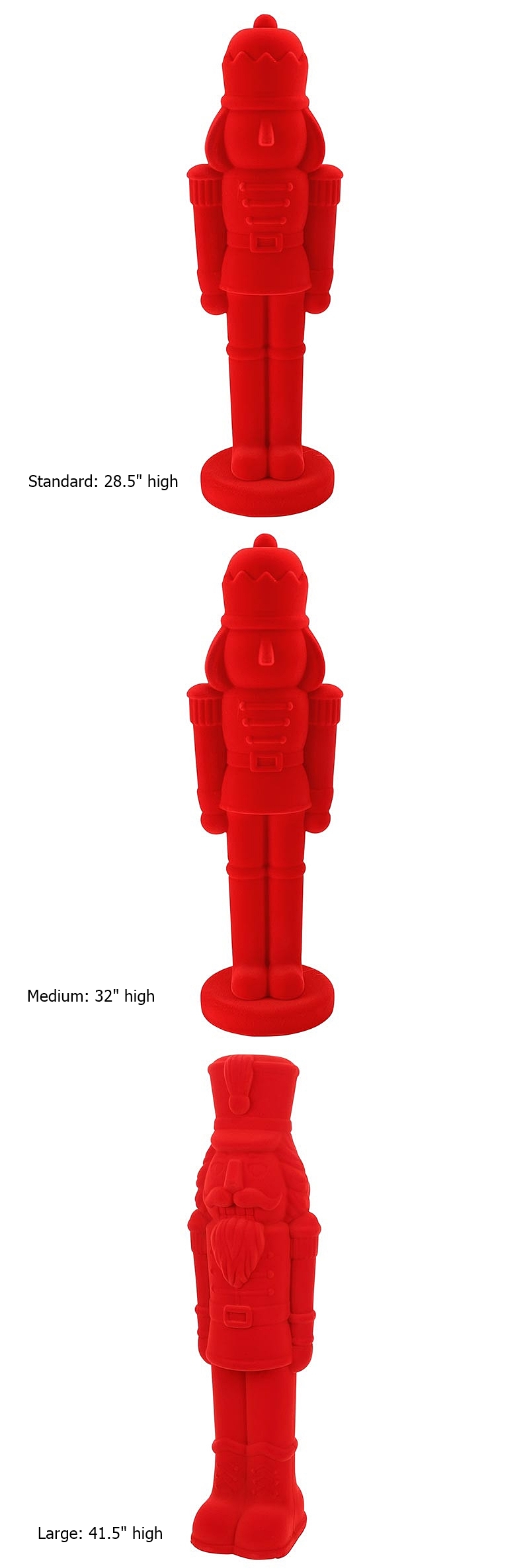 Festive Bright-Red Flocked-Finish Nutcracker Figurines (Set of 2) (3 Sizes)