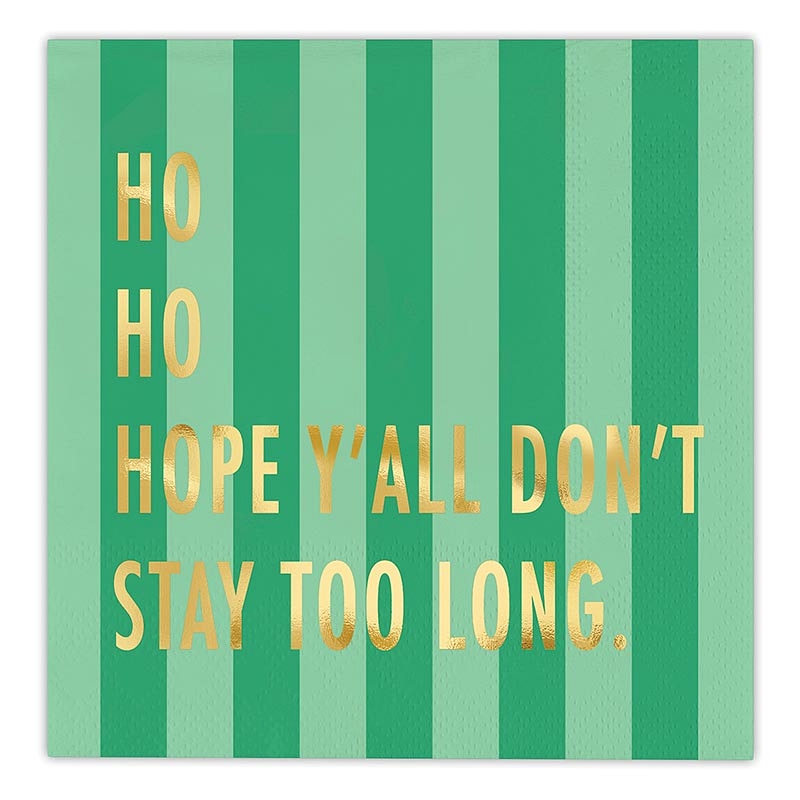 Gold-Foil 'Ho Ho Hope Y'all Don't Stay Too Long' Graphic Beverage Napkins (Set of 160)