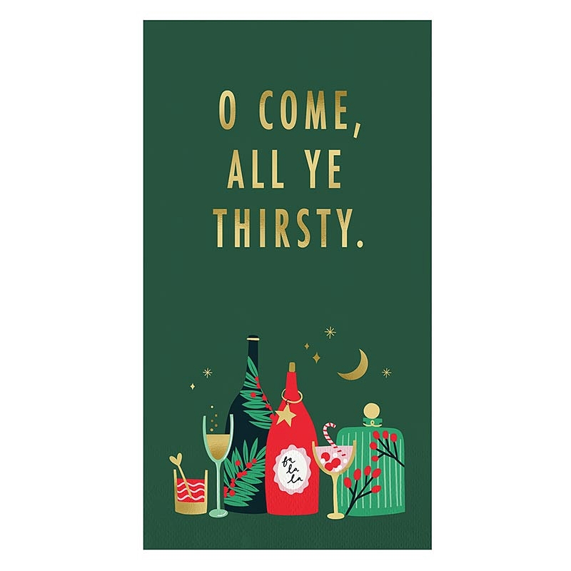 Gold-Foil 'Oh Come All Ye Thirsty' Graphic on Holiday Tableau Napkins (Set of 160)