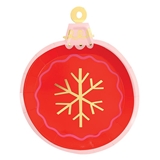 Festive Ornament-Shaped Gold-Foil Snowflake Design Paper Plates (Set of 64)