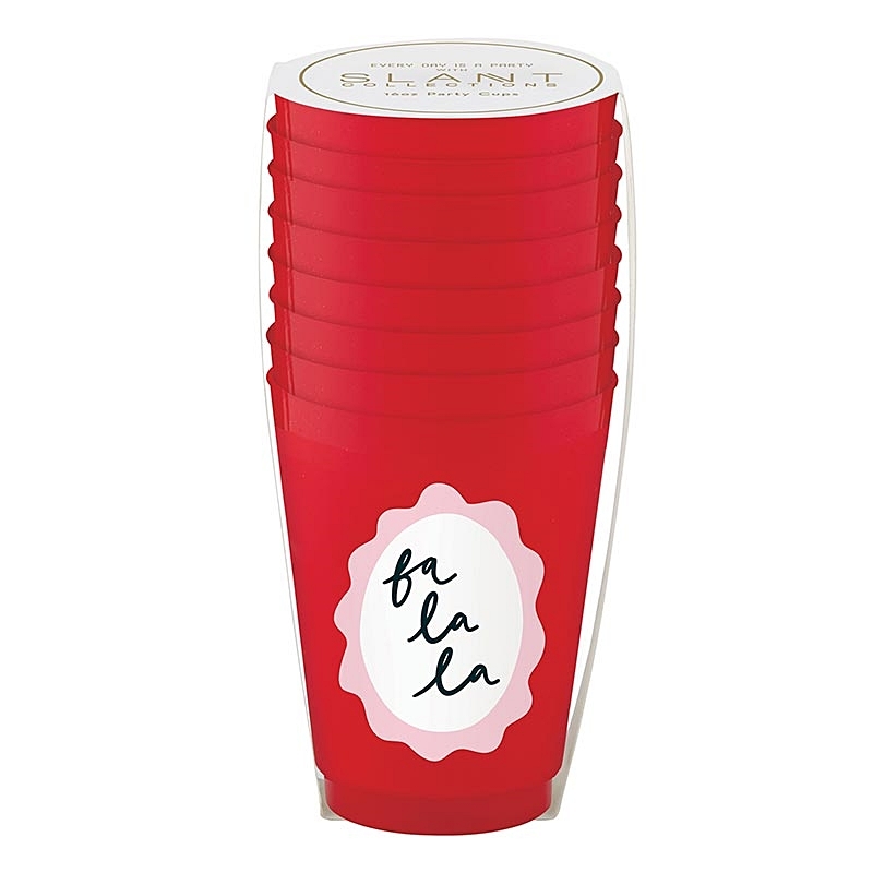 Happy Holidays 'Fa La La' Graphic Red Frost-Flex Cocktail Party Cups (Set of 48)