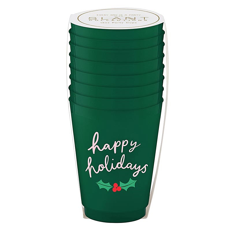 Happy Holidays Mistletoe Design Frost-Flex Cocktail Party Cups (Set of 48)