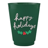 Happy Holidays Mistletoe Design Frost-Flex Cocktail Party Cups (Set of 48)
