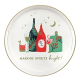 Festive 'Making Spirits Bright' on Holiday Tabletop Tableau Melamine Bar Trays (Set of 3)